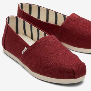 Toms Burgundy Canvas Espadrilles Slip Ons